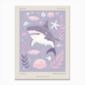 Purple Greenland Shark Illustration 2 Poster Canvas Print