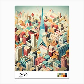 Tokyo, Japan, Geometric Illustration 4 Poster Canvas Print