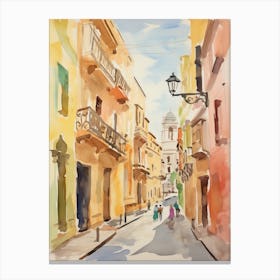 Catania, Italy Watercolour Streets 4 Canvas Print