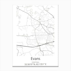 Evans,United States Minimalist Map Canvas Print