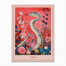 Floral Animal Painting Cobra 7 Poster Canvas Print
