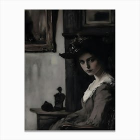 Dark Gothic Lady In A Hat Canvas Print