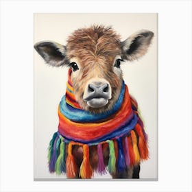 Baby Animal Wearing Sweater Bison 1 Canvas Print