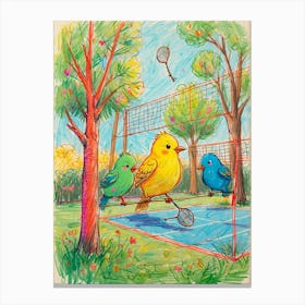 Birds On A Tennis Court Canvas Print
