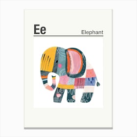 Animals Alphabet Elephant 5 Canvas Print