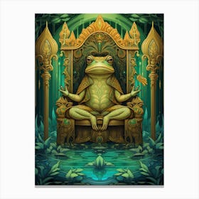 African Bullfrog On A Throne Storybook Style 4 Canvas Print