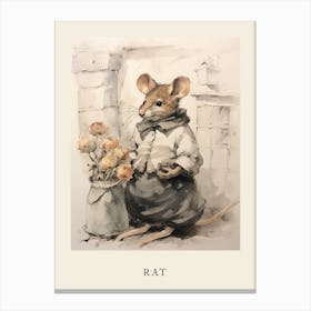 Beatrix Potter Inspired  Animal Watercolour Rat 1 Canvas Print