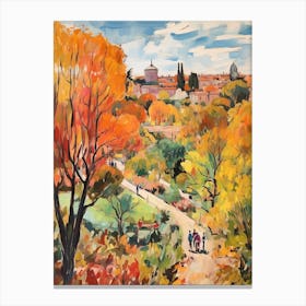 Autumn City Park Painting Villa Borghese Gardens Rome 1 Canvas Print