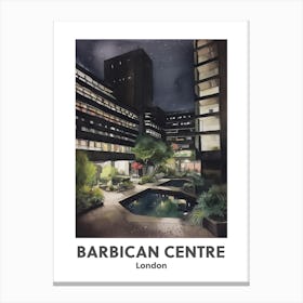 Barbican Centre, London 7 Watercolour Travel Poster Canvas Print