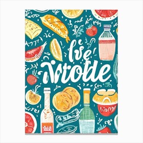 Be Noodle, Food And Drink Seamless Pattern, Foodie Traveler A Delicious Pattern Featuring Iconic Dishes From Different Countries Canvas Print