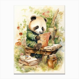 Panda Art Woodworking Watercolour 3 Canvas Print
