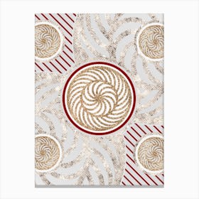 Geometric Abstract Glyph in Festive Gold Silver and Red n.0059 Canvas Print