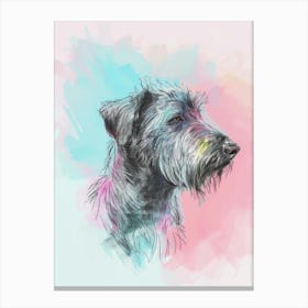 Pastel Watercolour Scottish Deerhound Dog Line Illustration 2 Canvas Print