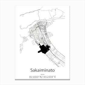 Sakaiminato,Japan Minimalist Map Canvas Print