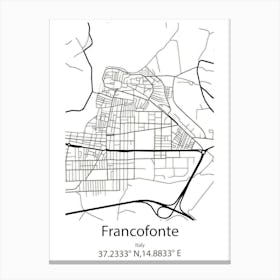 Francofonte,Italy Minimalist Map Canvas Print