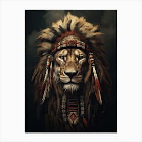 Lion Art Painting Naive Style 4 Canvas Print
