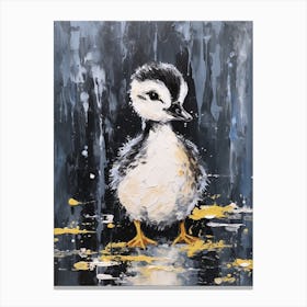 Duckling Grey Black & Yellow Gouache Painting Inspired 3 Canvas Print