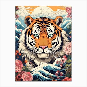 Tiger Animal Drawing In The Style Of Ukiyo E 1 Canvas Print