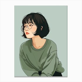 Cute Girl With Glasses Canvas Print