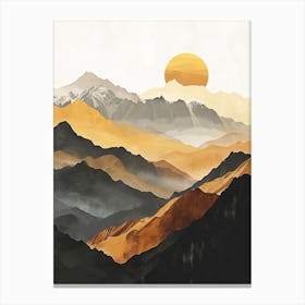 Sunset In The Mountains Peaks 1 Canvas Print