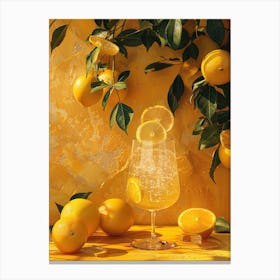 Lemons On A Yellow Wall Canvas Print