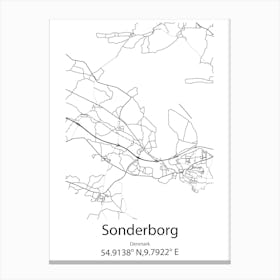 Sonderborg,Denmark Minimalist Map Canvas Print