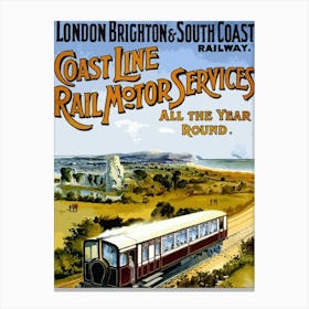 Coastline Railway, England Canvas Print
