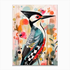 Bird Painting Collage Woodpecker 2 Canvas Print