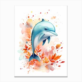 A Dolphin Watercolour In Autumn Colours 1 Canvas Print