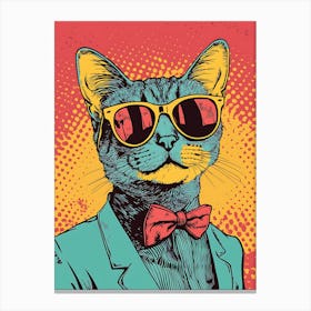 Super Cool Cat Illustration Pop 7 Canvas Print