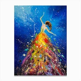 Dance in the Sky Woman Art Painting Canvas Print