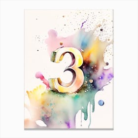 33, Number, Education Storybook Watercolour 4 Canvas Print