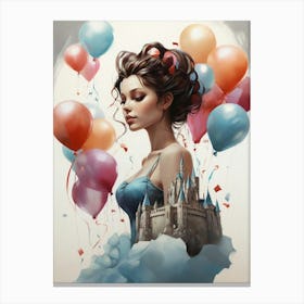 Girl With Balloons 3 Canvas Print