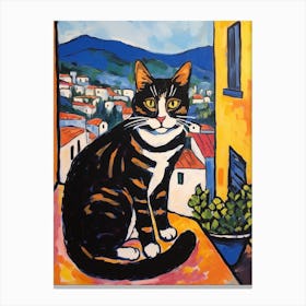 Painting Of A Cat In Pienza Italy 2 Canvas Print