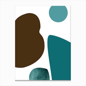 Teal and Brown Abstract Shapes Art Canvas Print