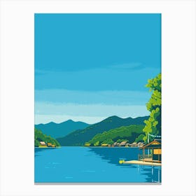 Lake Towada Japan 2 Colourful Illustration Canvas Print