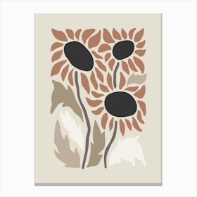 Neutral Retro Flower Print 3 Canvas Print