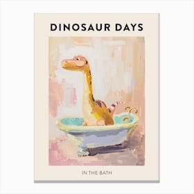 Dinosaur In The Bath Poster 2 Canvas Print