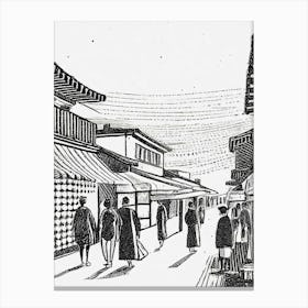 A Bustling Edo Street Scene On A Market Day Canvas Print