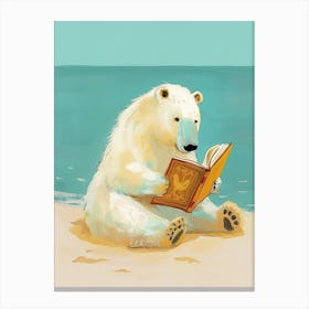 Polar Bear Reading Storybook Illustration 3 Canvas Print