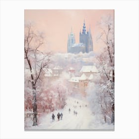 Dreamy Winter Painting Prague Czech Republic 3 Canvas Print