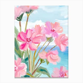 pink flower oil painting Canvas Print