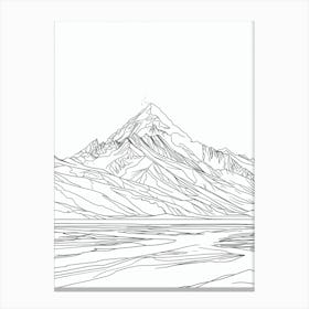 Mount Mckinley Denali Usa Line Drawing 7 Canvas Print