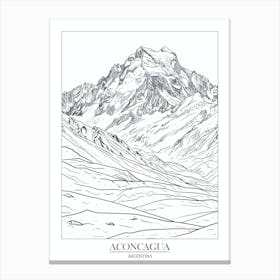 Aconcagua Argentina Line Drawing 5 Poster Canvas Print