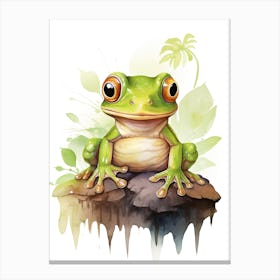 A Frog  Watercolour In Autumn Colours 1 Canvas Print