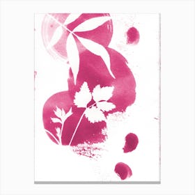 Berry Leaves Abstract Pink Canvas Print