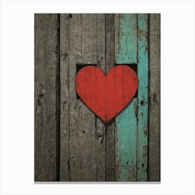 Heart On A Wooden Wall Canvas Print