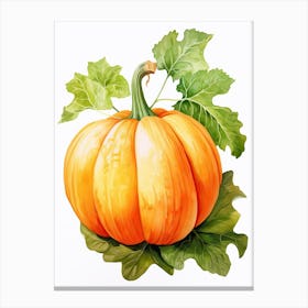 Turban Squash Pumpkin Watercolour Illustration 3 Canvas Print
