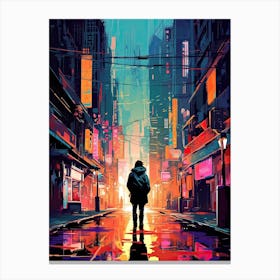 Cyberpunk Neon Street Art Canvas Print