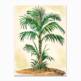 Palm Tree Storybook Illustration 3 Canvas Print